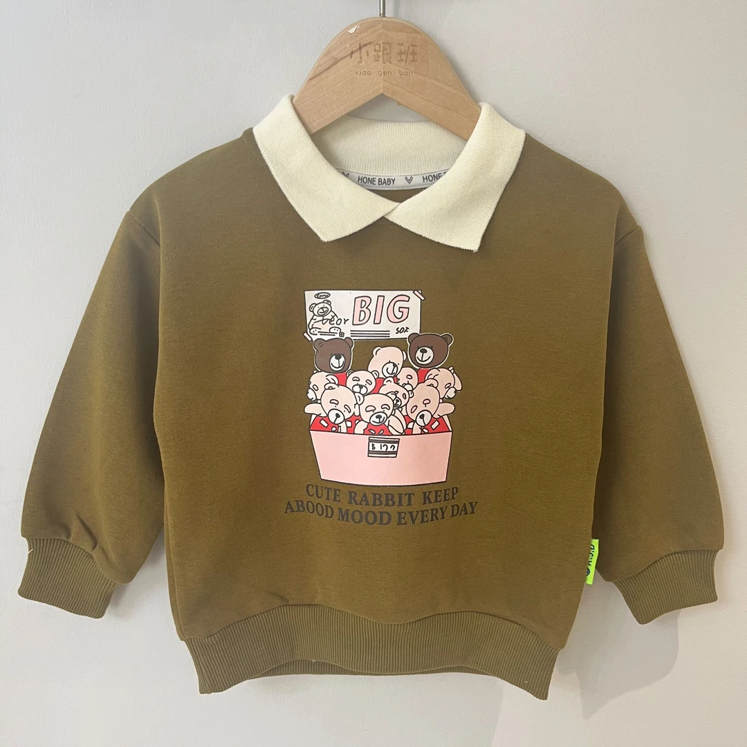 【实体品牌】福利款 韩版男童印花polo领卫衣 秋款上衣 No退No换