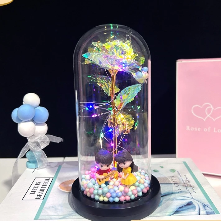 永生花玫瑰送老婆金箔玫瑰花七夕情人节礼物送女朋友创意生日礼物