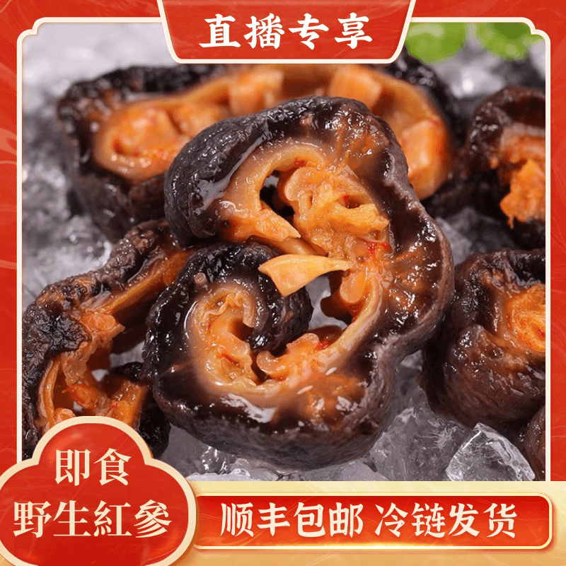 即 食 紅 參500g*5包共5斤新鲜速冻海参送胡椒汁5包+海螺壳1个
