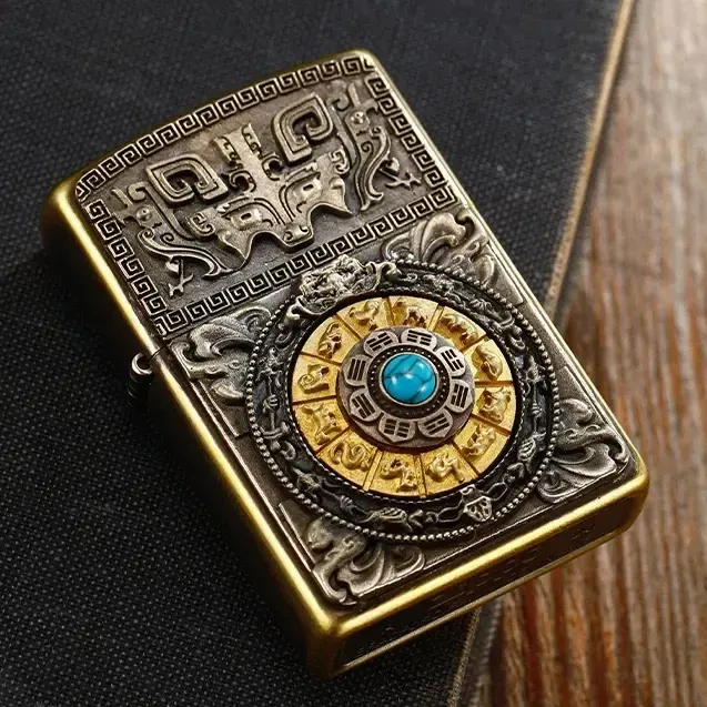 ZIPPO打火机贴章九宫八卦生肖云纹四象转转时尚个性原装DY8902TZ