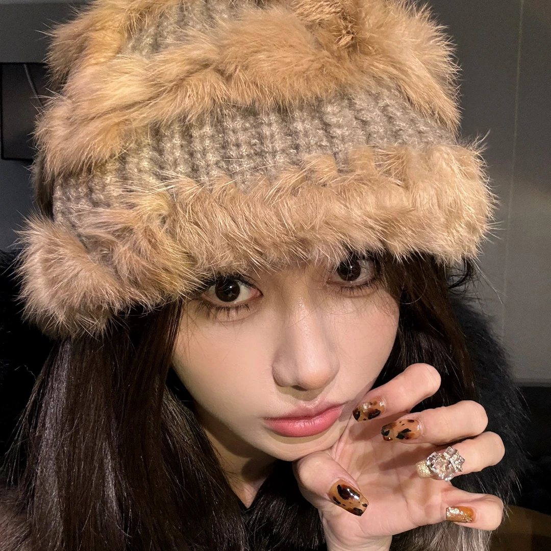 【浠儿姐姐】针织渔夫帽女显脸小秋冬护耳保暖毛线帽毛绒帽子国潮