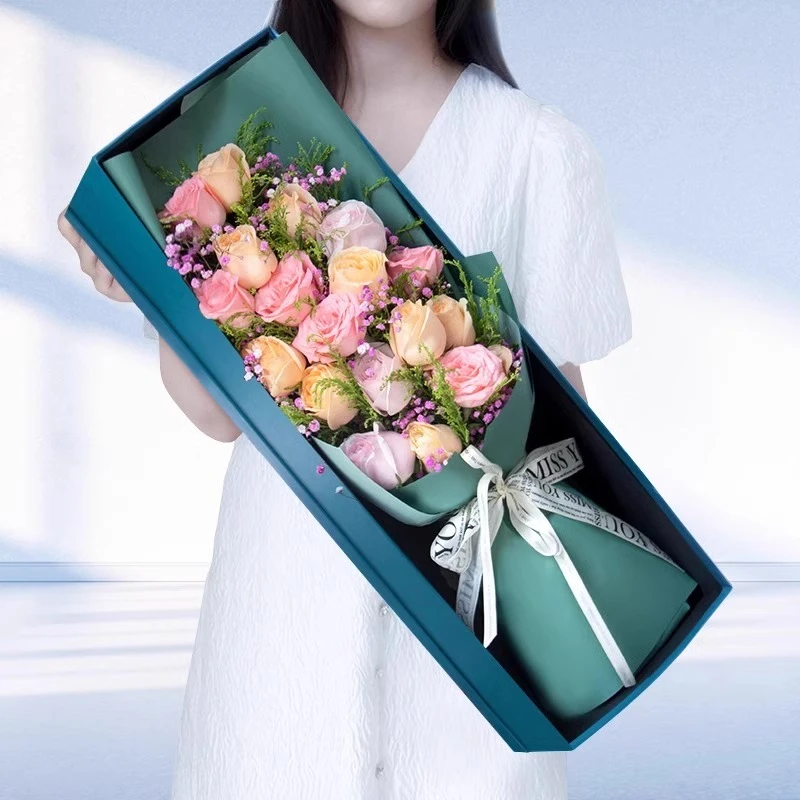 玫瑰礼盒花束鲜花速递同城配送附近花店女友闺蜜上门生日礼物团购