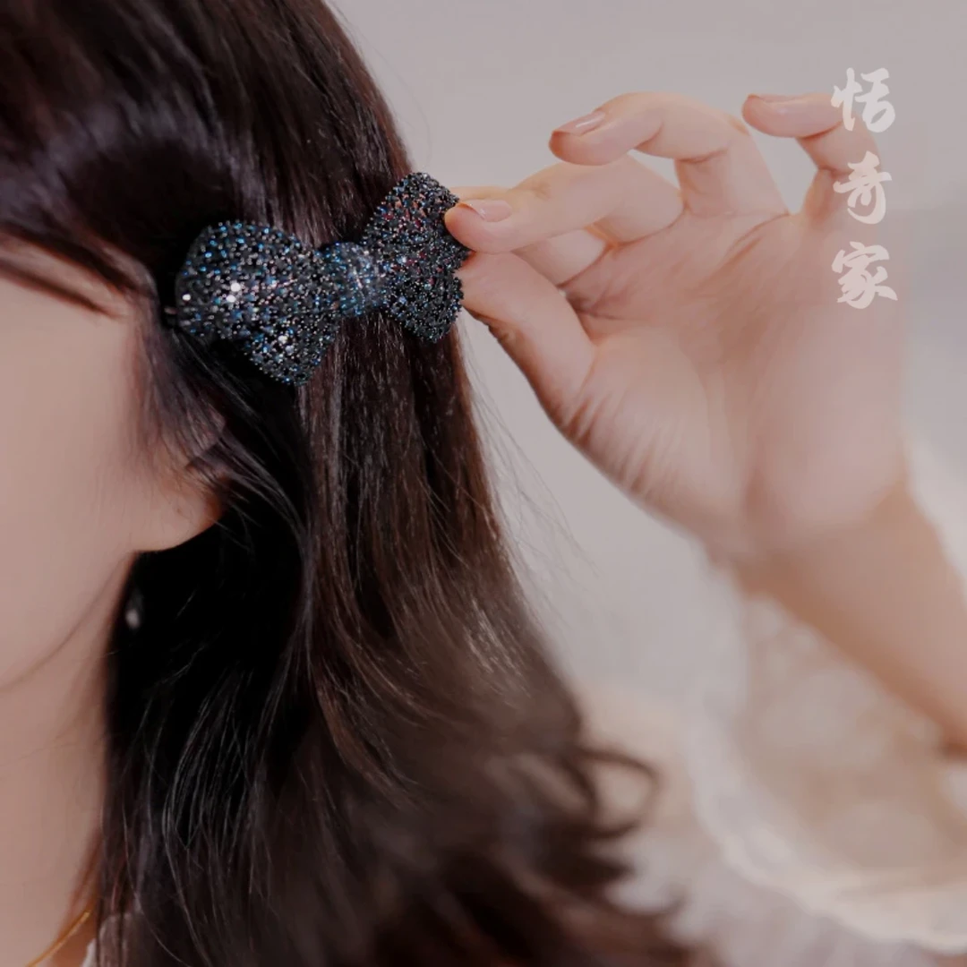 恬奇家5108“幽兰蝴蝶结”优雅满钻韩版气质抓夹网红时尚百搭简约