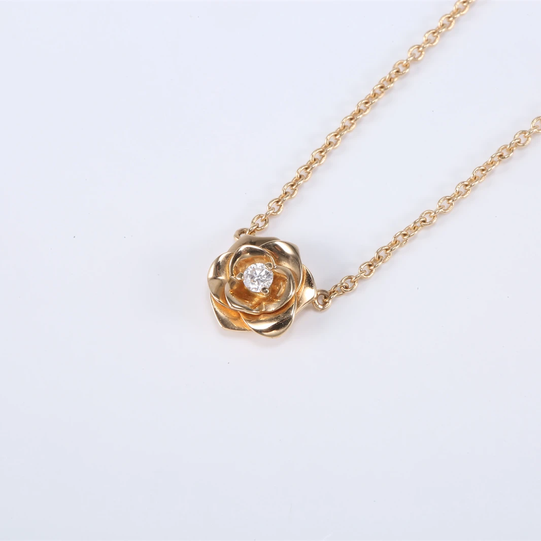 99新 Piaget/伯爵 小花6枫花型 玫瑰金镶钻 项链 18K玫瑰金 项链