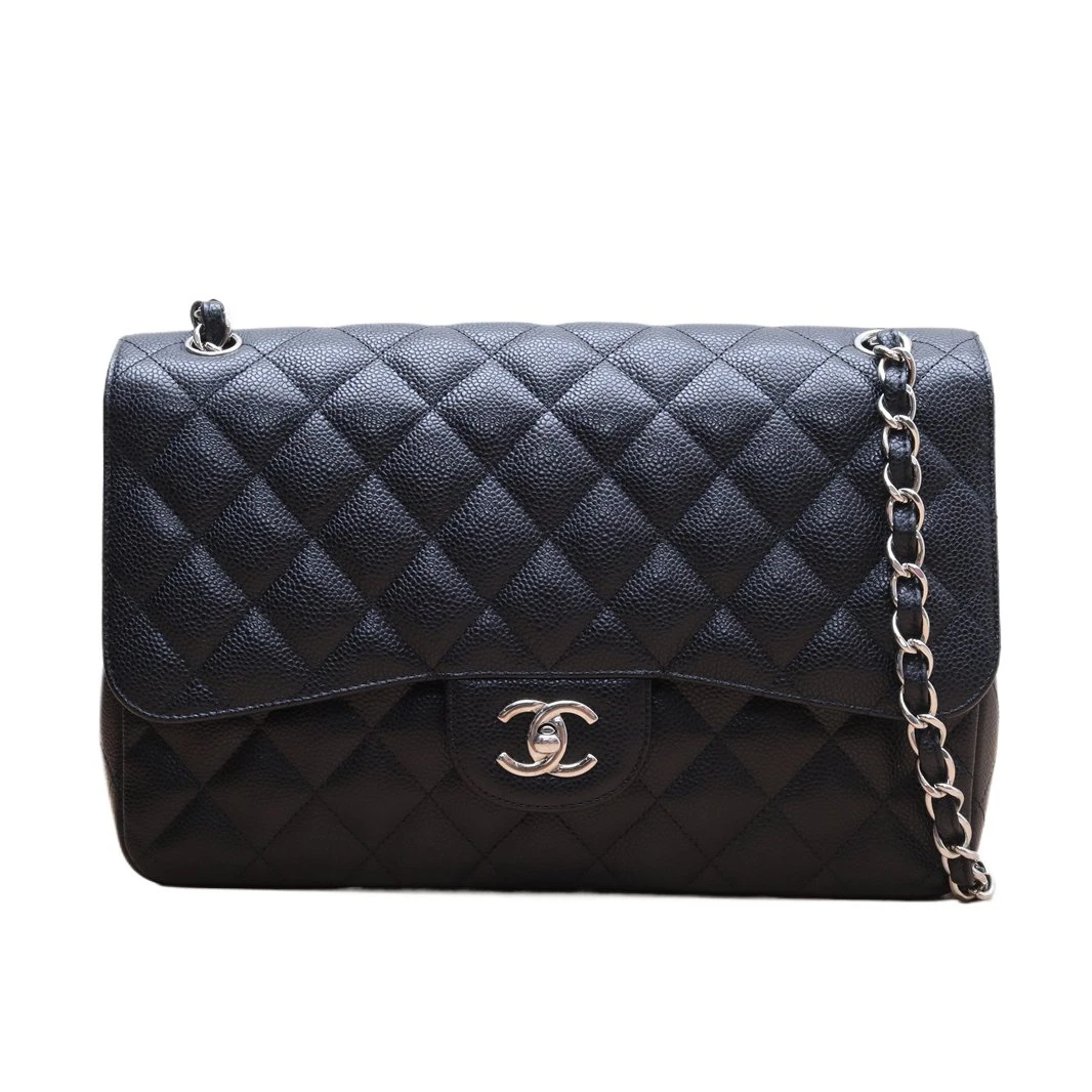 99新 Chanel/香奈儿 【小花Han】CF 口盖包 JUMBO 黑色 19开 包