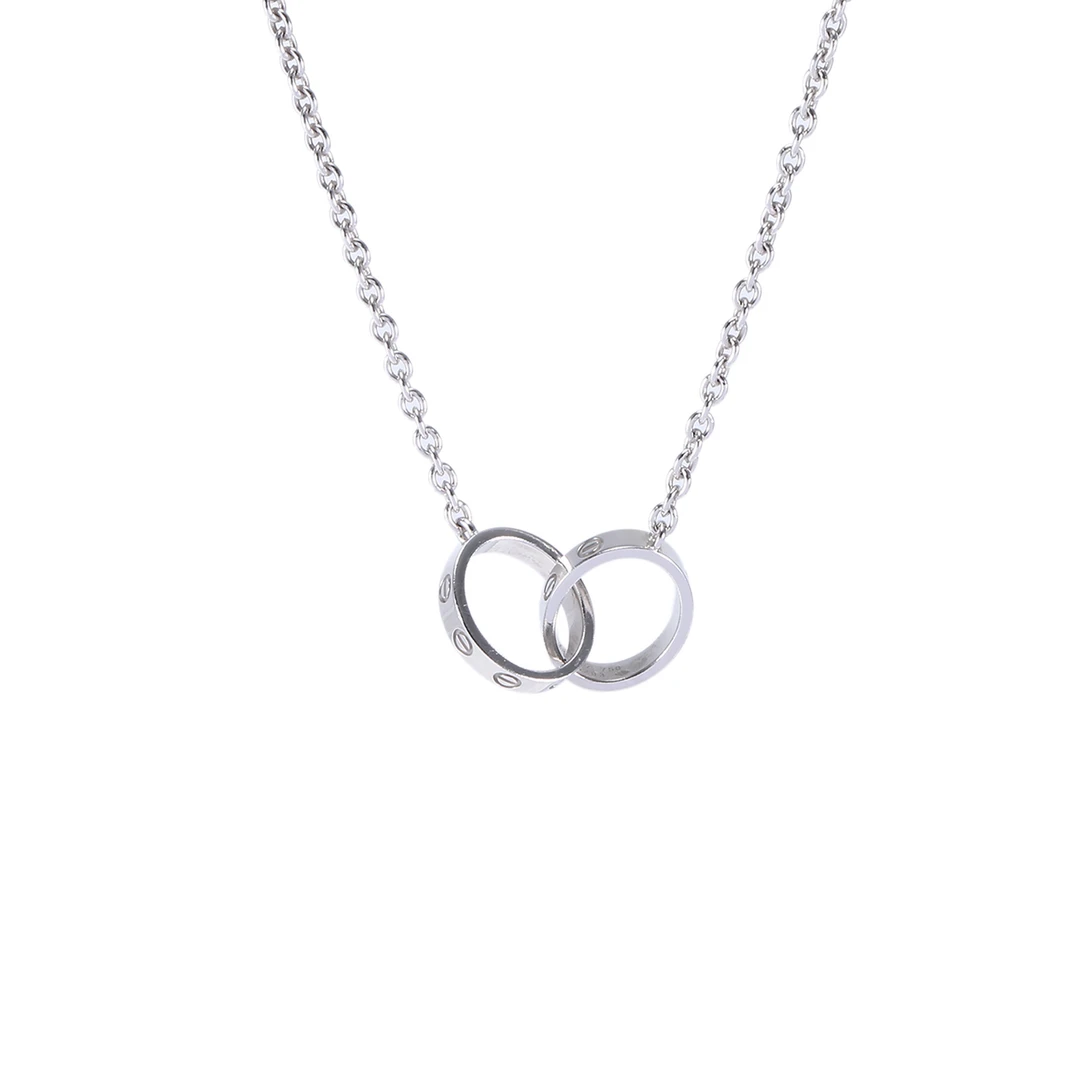 99新 Cartier/卡地亚 【小花念念】LOVE 18K金 双环项链 18k白金