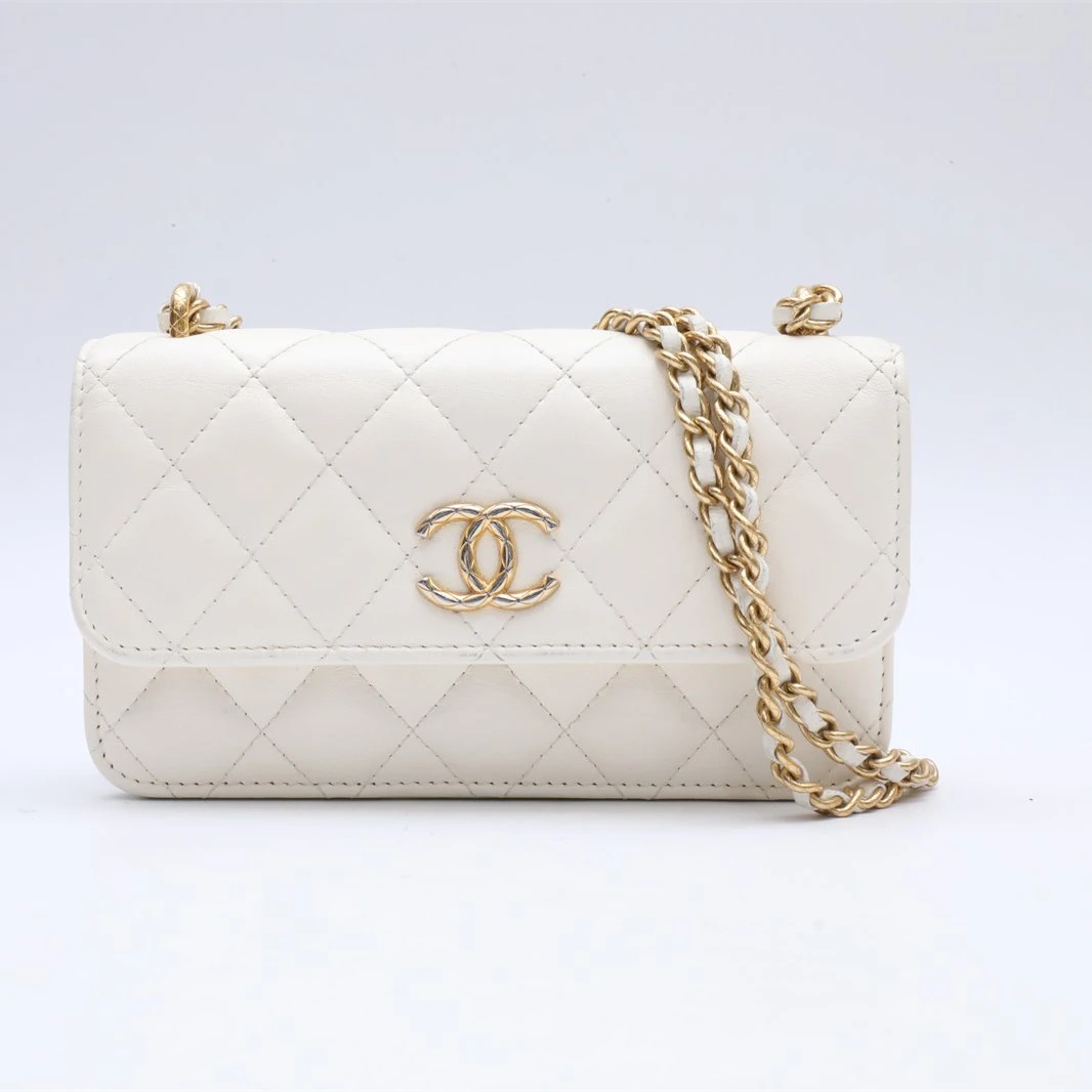 99新 Chanel/香奈儿 【小花念念】CF WOC 17cm 白色 镭射标 包