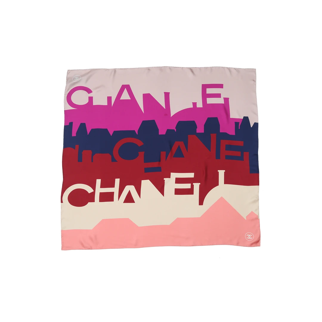 全新未使用 Chanel/香奈儿 【小花念念】多排字母LOGO 印花丝巾