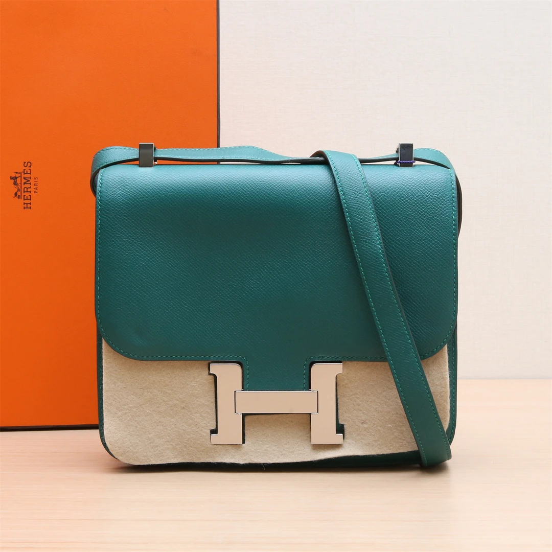 99新 Hermes/爱马仕 活动【小花Han】 康康 24 孔雀绿 Ep皮 A刻包