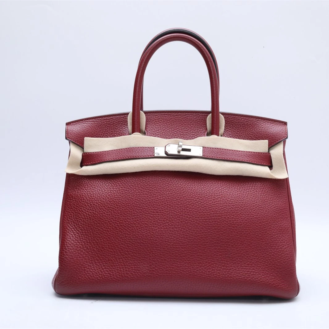 99新 Hermes/爱马仕 小花6欢 Birkin 30 石榴红 Togo皮 A刻银扣包