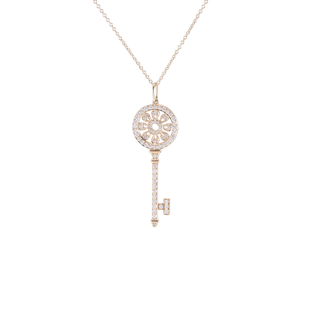 99新 Tiffany & Co./蒂芙尼 【小花念念】花瓣钥匙项链 中号 满钻