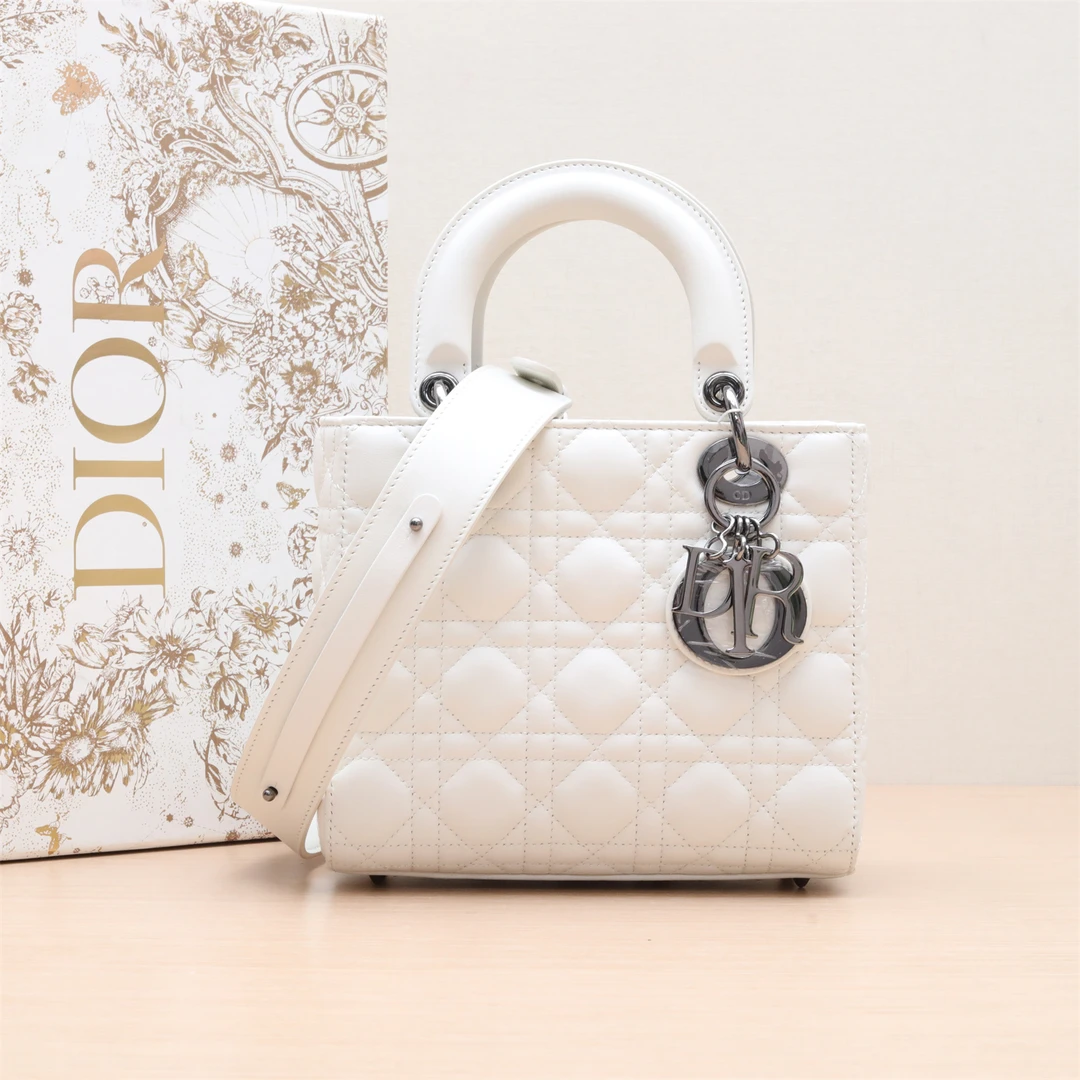99新 DIOR/迪奥 jf-260【小花Han】戴妃包 四格 MY ABCDIOR 白色包