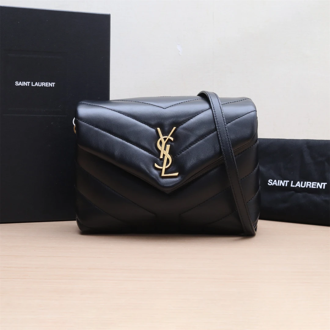 99新 YSL/圣罗兰 小花6枫LOULOU Mini 20 Y缝 黑色金扣