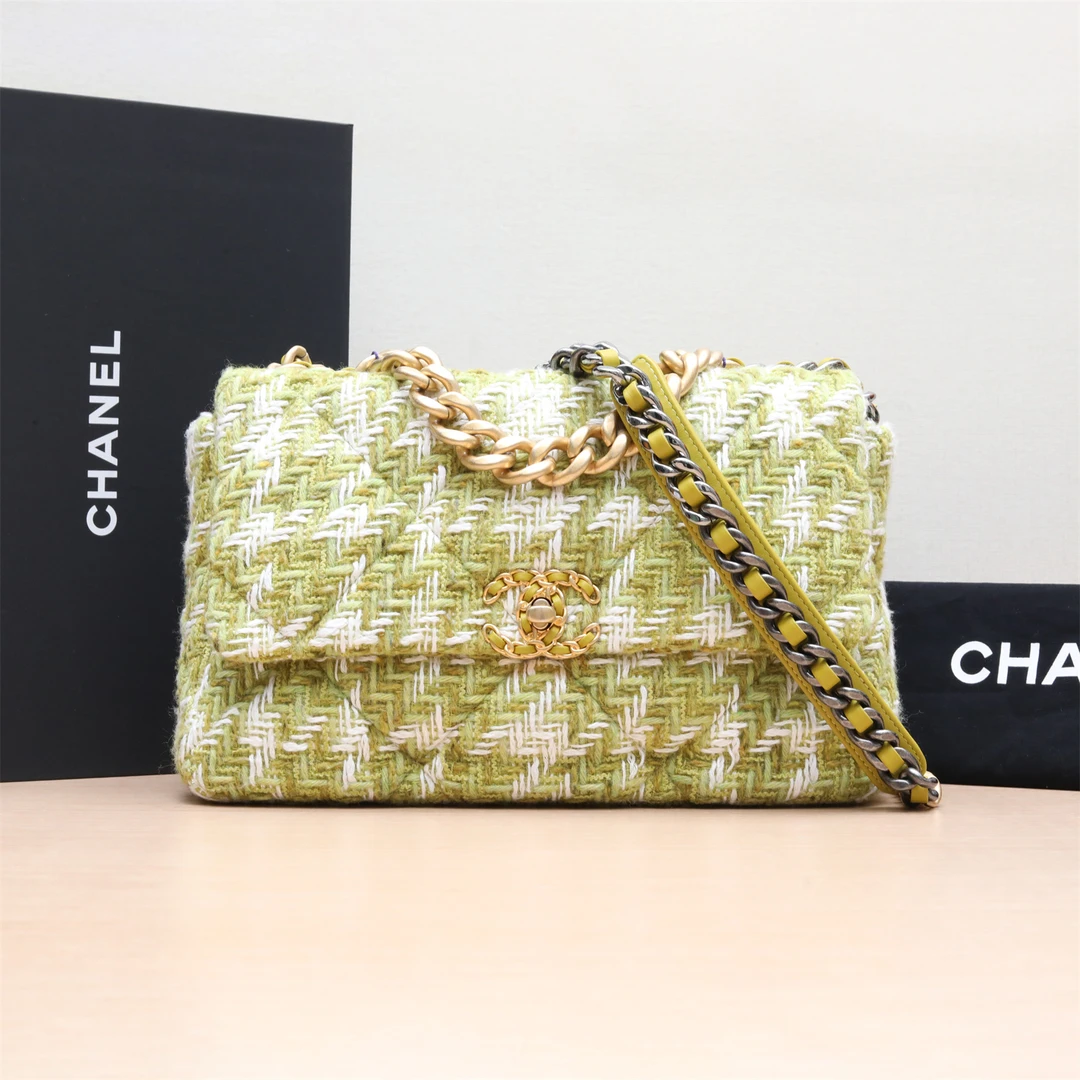 99新 Chanel/香奈儿 活动-XF【小花念念】19BAG 中号 绿色 芯片开包