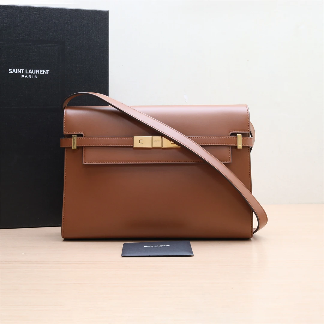 99新 YSL/圣罗兰 小花6枫曼哈顿 BOX 中号 金棕色