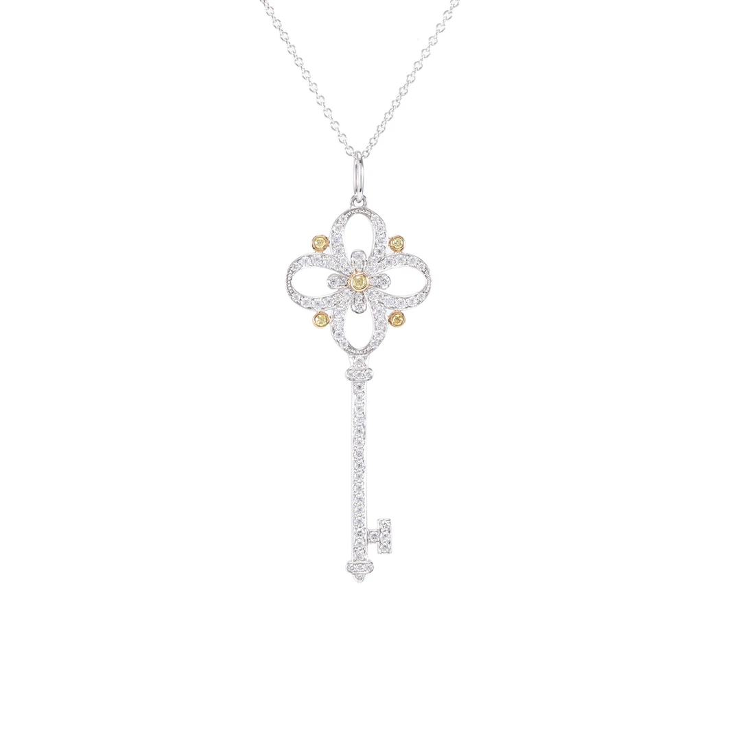 99新 Tiffany & Co./蒂芙尼 【小花念念】中国结项链 18K白金 项链