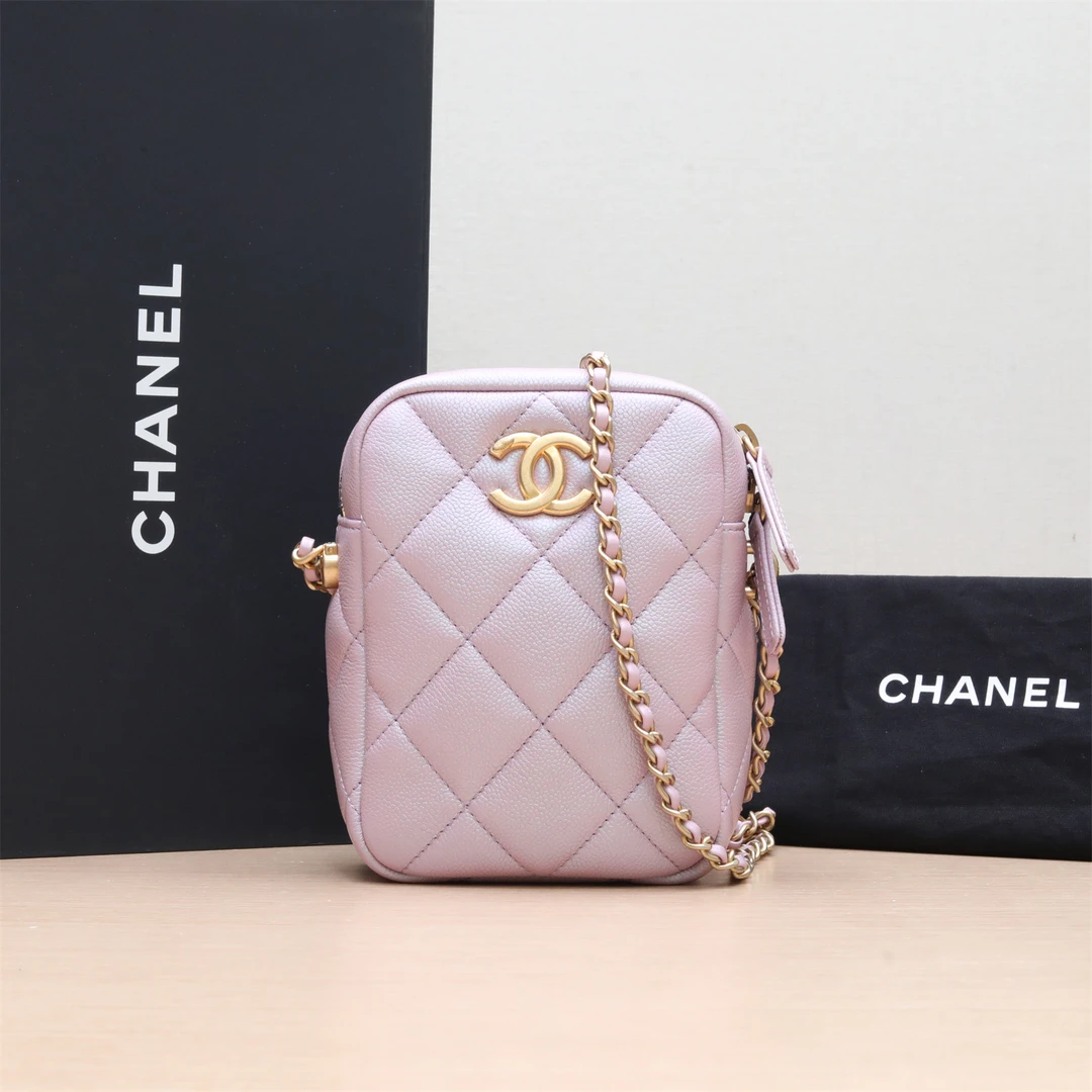99新 Chanel/香奈儿 小花6欢 21K 相机包 竖版 人鱼姬色 芯片开