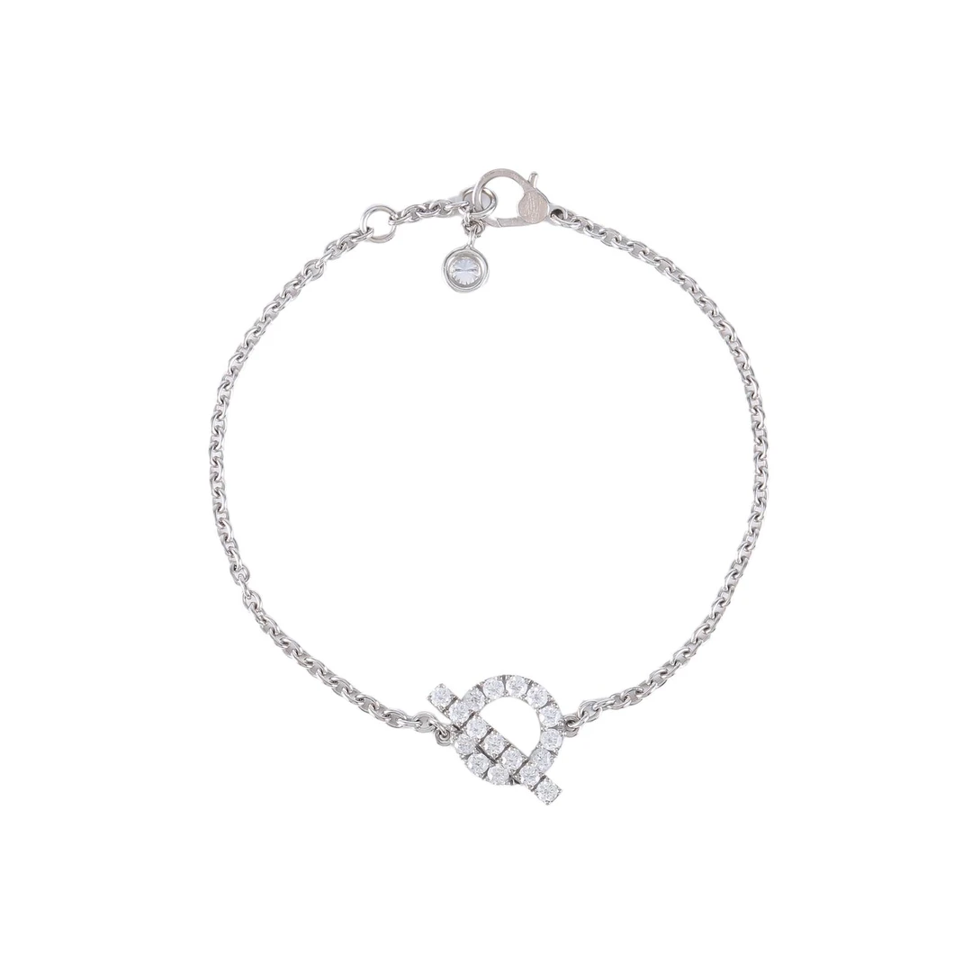 全新未使用 Hermes/爱马仕 【小花念念】小Q手链满钻ST码白金