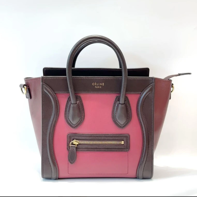 99新 Celine/思琳 小花6枫  Celine  笑脸包小号三拼色包