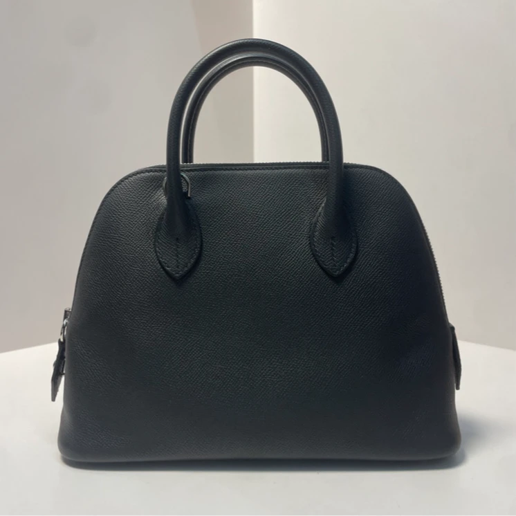 99新 Hermes/爱马仕 小花6枫保龄球包 25 黑色 Epsom皮 U刻 银扣