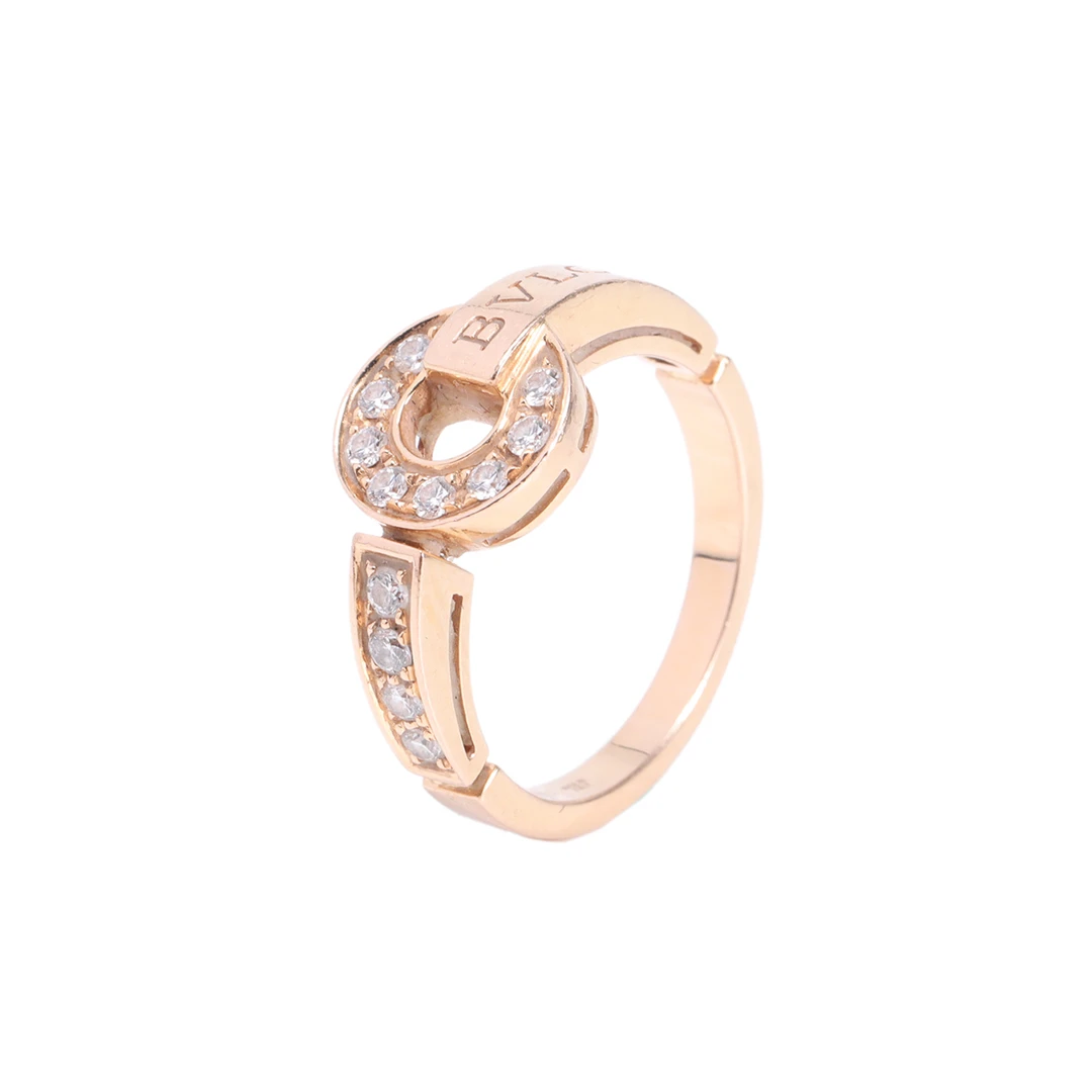 99新 BVLGARI/宝格丽 XF【小花念念】铜钱 镶钻戒指 54 玫瑰金