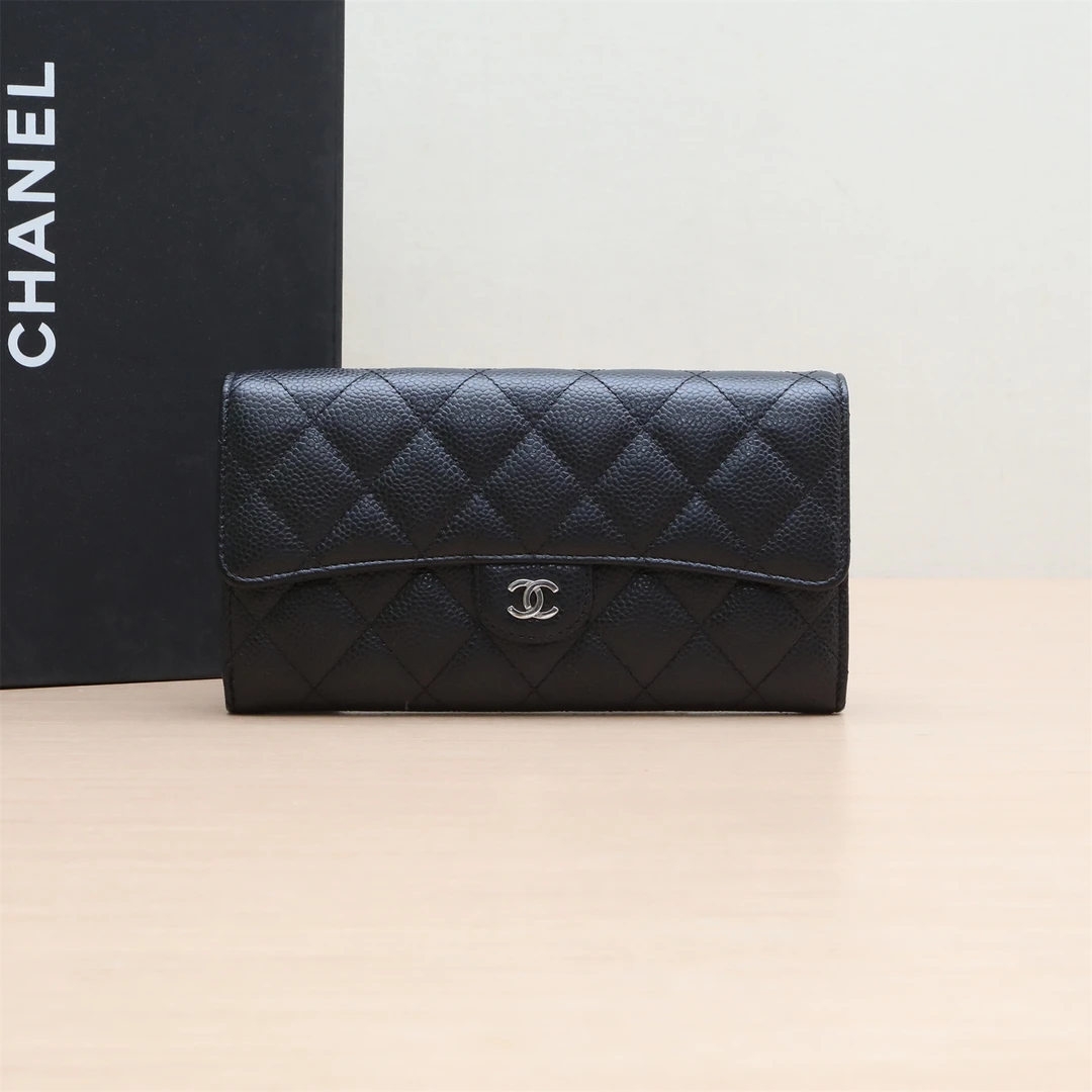 95新 Chanel/香奈儿 活动-XF【小花念念】 CF 口盖钱包 黑色 22开