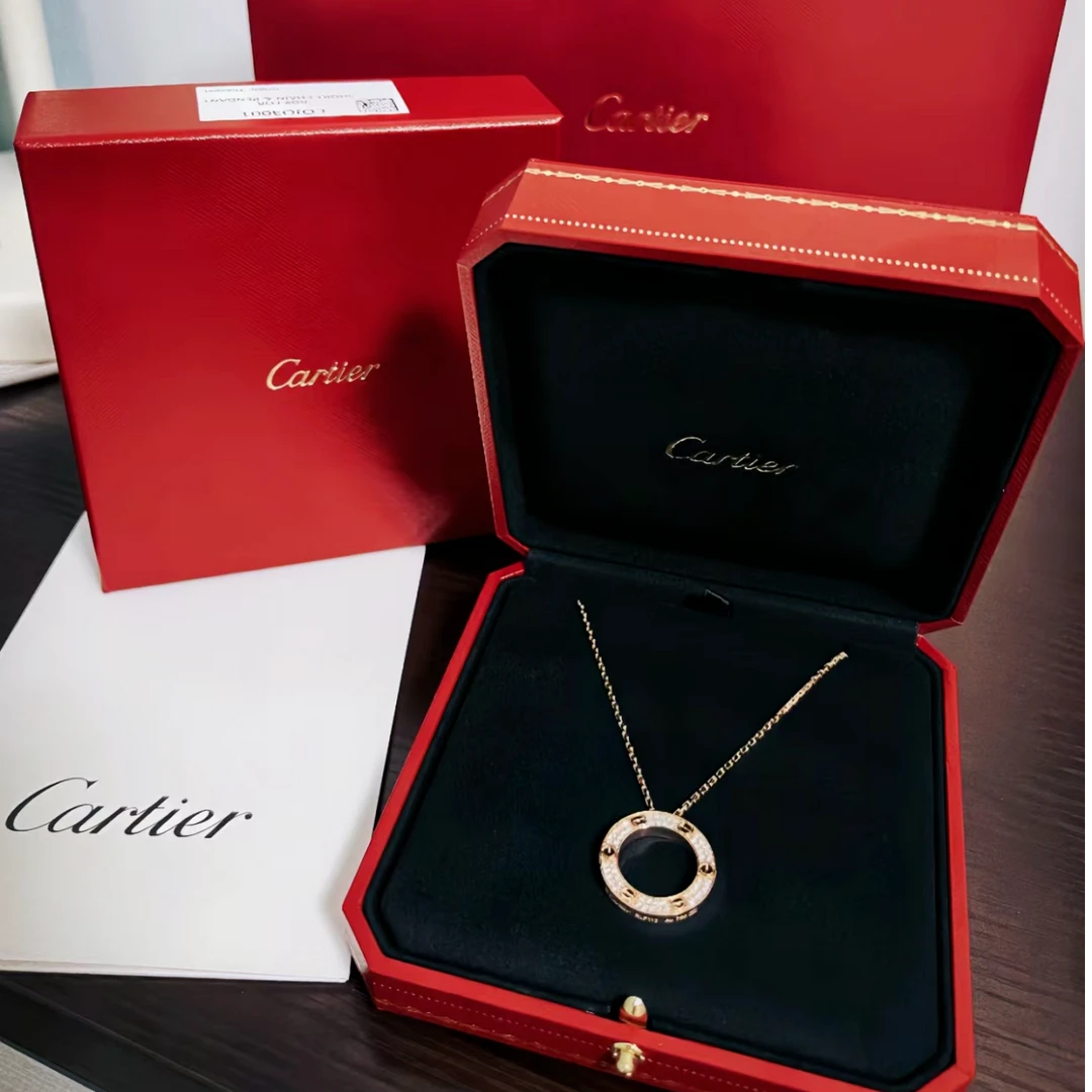 99新 Cartier/卡地亚 【小花念念】大圆饼满钻项链 玫瑰金拼钻石