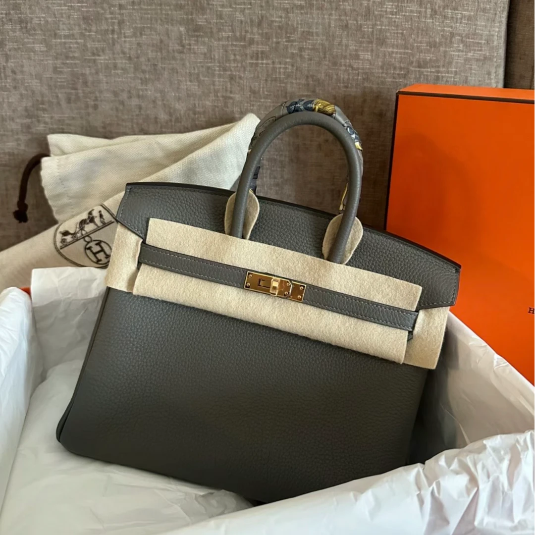 全新未使用 Hermes/爱马仕 外【小花Han】Birkin 25 积雨云灰 U刻包