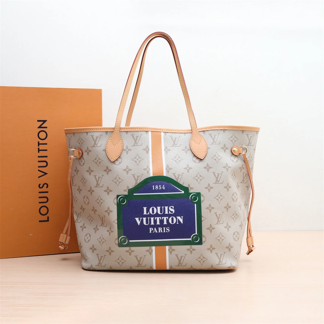 99新 LouisVuitton/路易威登 小花6枫 Neverfull 中号 字母 徽标
