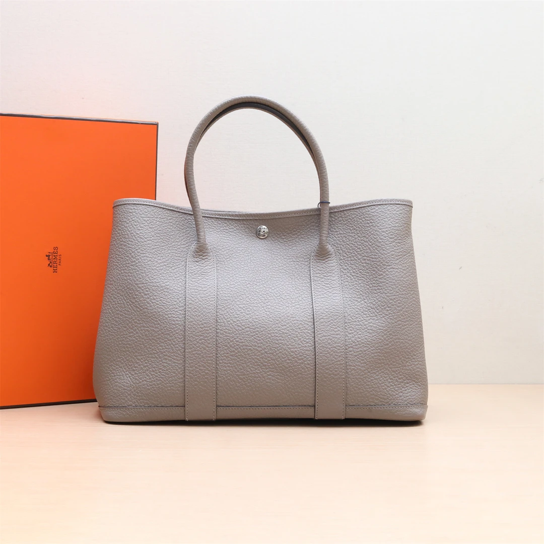 99新 Hermes/爱马仕 XF【小花念念】花园包 36 M8银河灰 C刻 银扣
