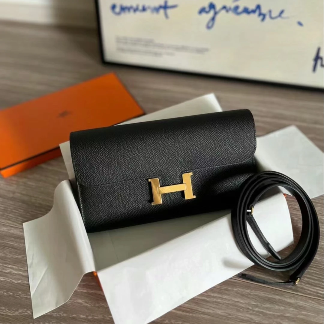 99新 Hermes/爱马仕 【小花念念】康康 to go 黑色 金扣 包