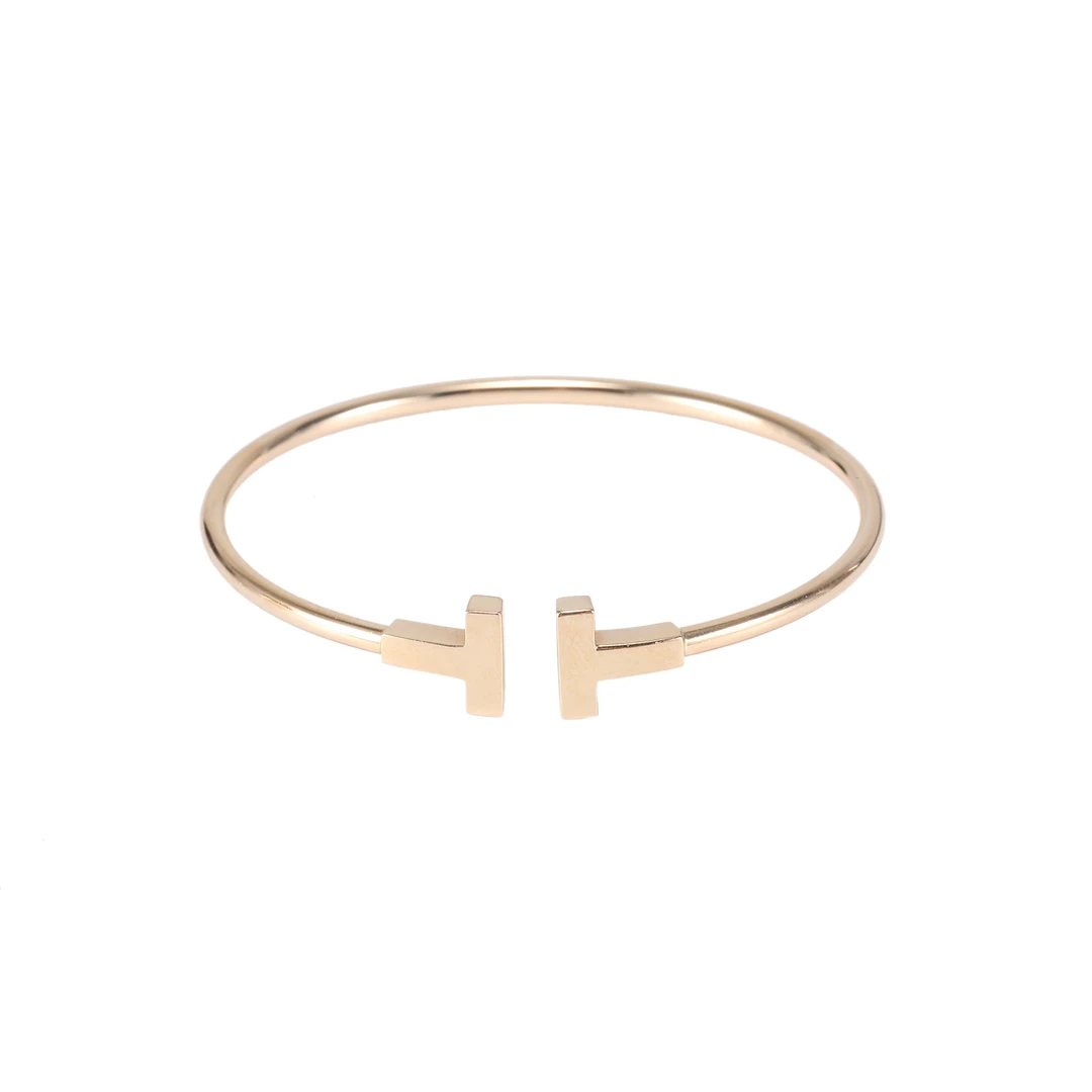 99新 Tiffany & Co./蒂芙尼 小花6欢 T 线圈手镯 中号 14号