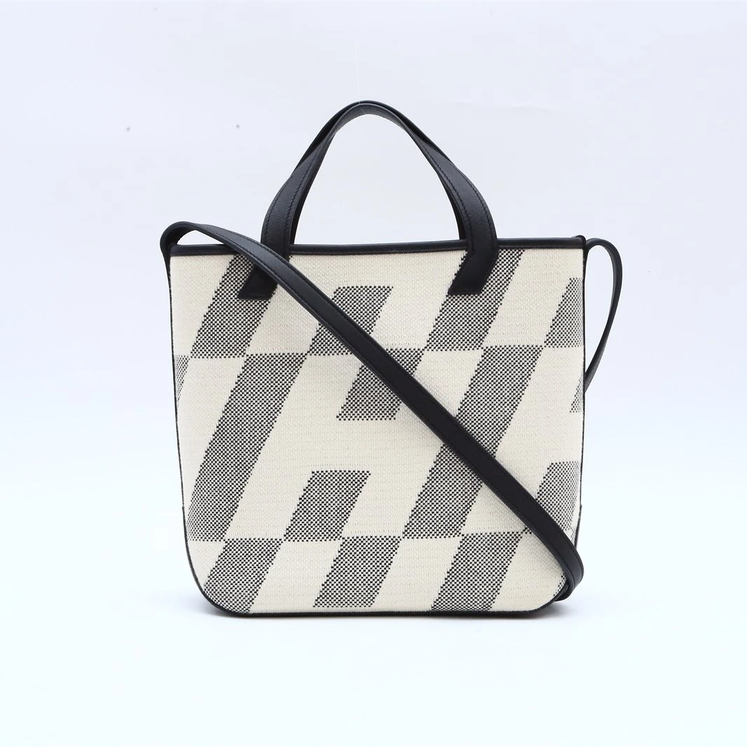 99新 Hermes/爱马仕 小花6枫 Cabas 27 89黑色 帆布 Z刻 包