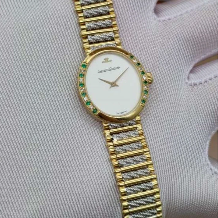 99新 Jaeger-LeCoultre/积家 小花6枫积家18K黄白金原钻石英腕表