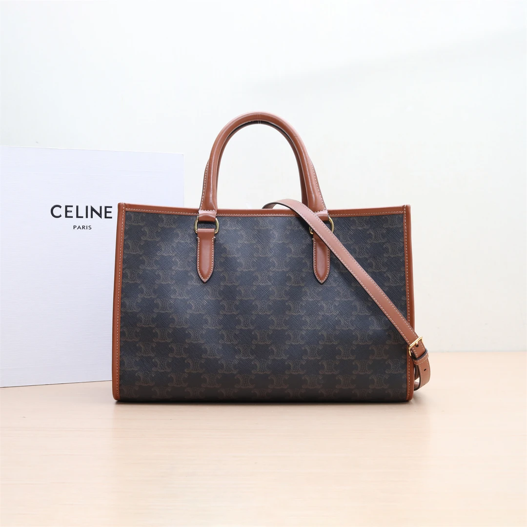 95新 Celine/思琳 小花6枫 tote 横板 老花 PVC 包