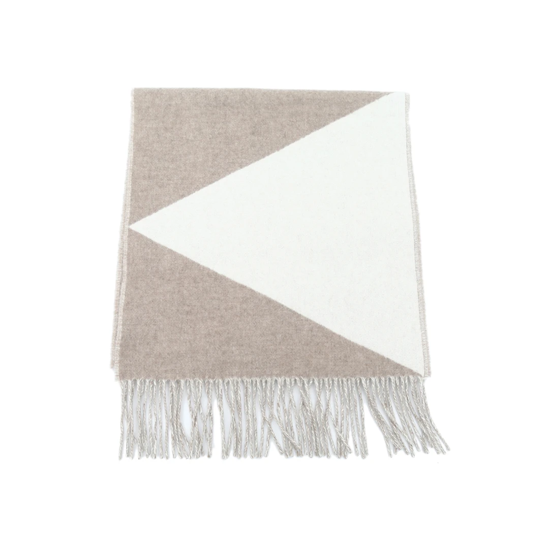 全新未使用 Hermes/爱马仕 【小花念念】Z字形围巾 30X140CM 灰棕