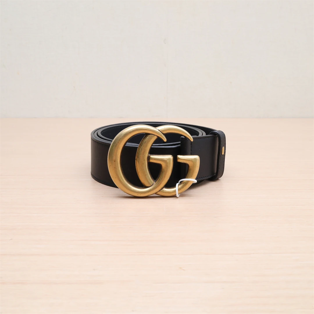 95新 GUCCI/古驰 【小花念念】双G带扣皮革腰带 3.8CM宽 85cm