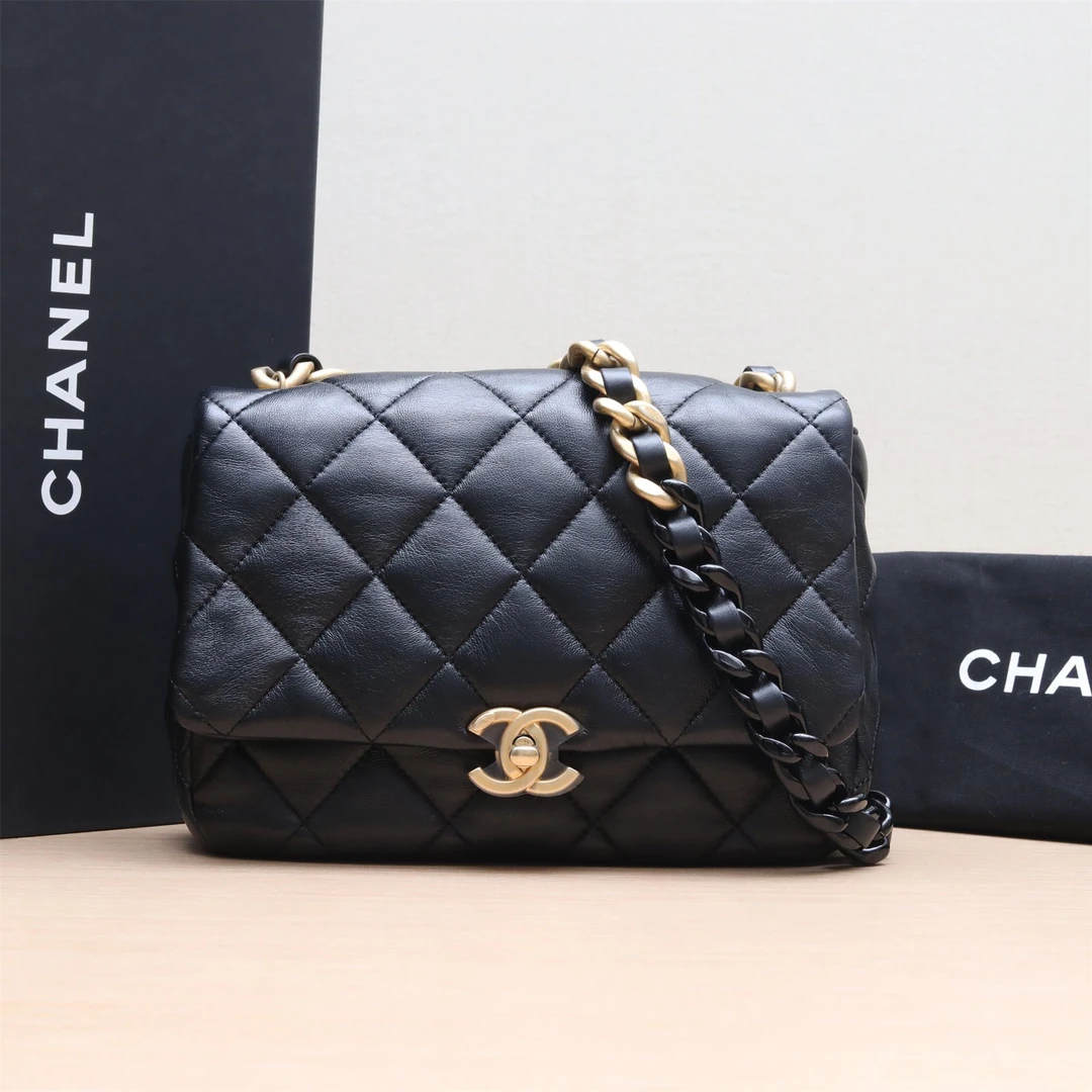 99新 Chanel/香奈儿 尾款【小花念念】22S 口盖包 20cm 黑色