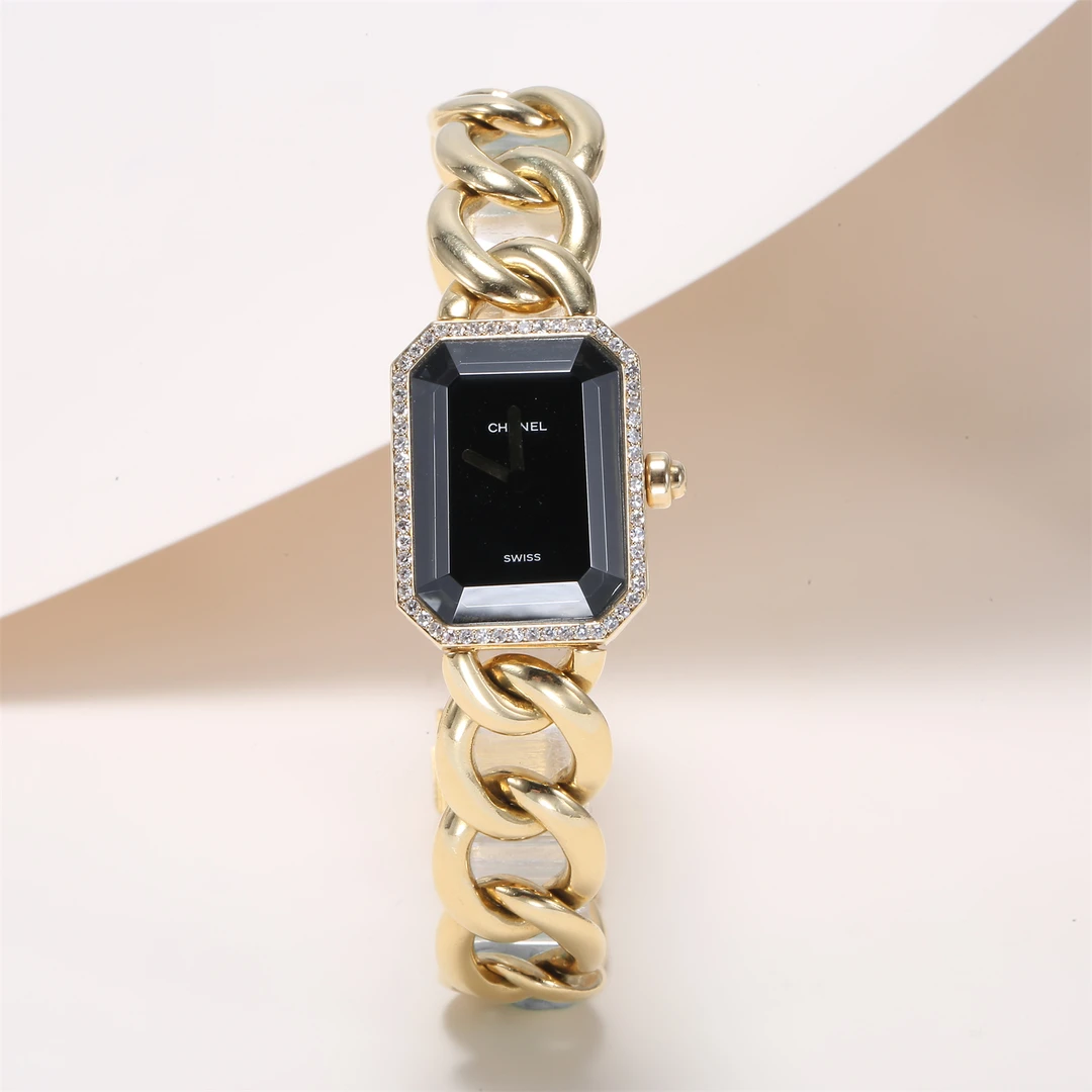 99新 Chanel/香奈儿 小花6欢 PREMIERE系列18K黄金石英腕表 20x26
