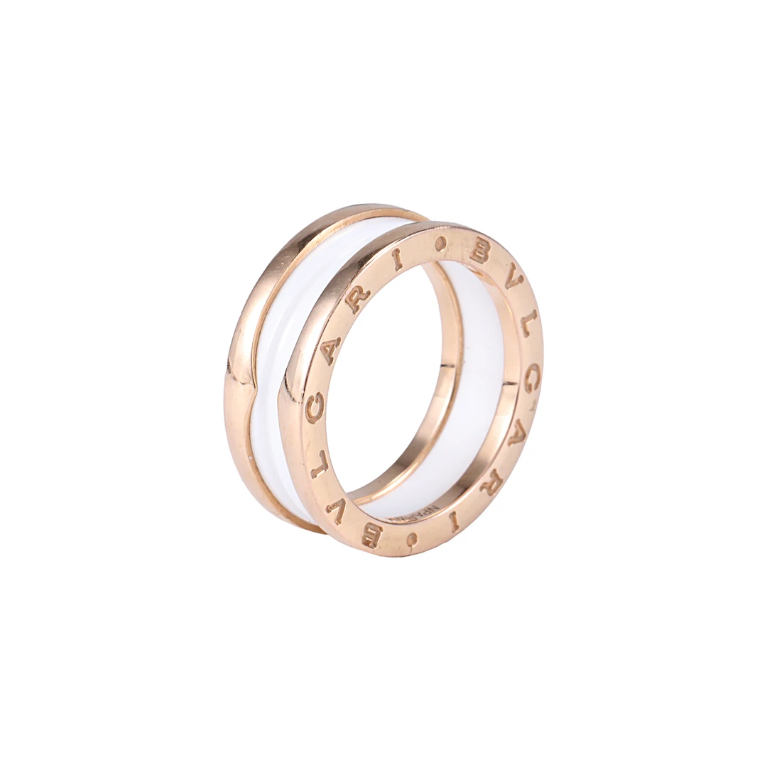 99新 BVLGARI/宝格丽 活动-XF【小花念念】弹簧 戒指 白陶瓷 58