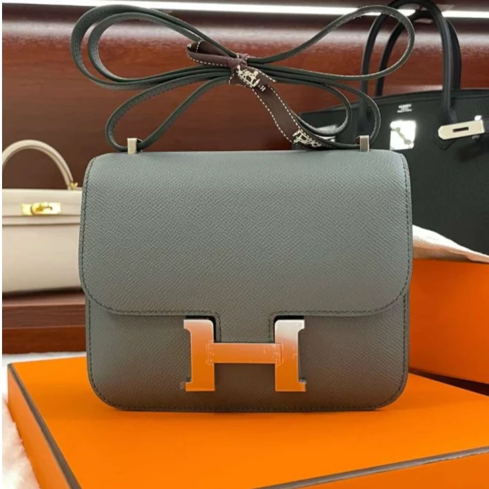 99新 Hermes/爱马仕 小花6枫康康19杏仁绿 银扣 E皮 Z刻