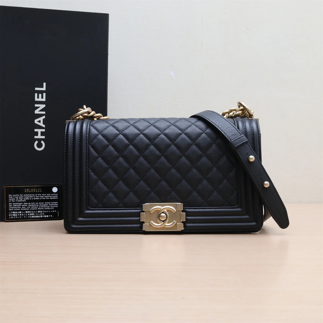 99新 Chanel/香奈儿 【小花Han】Leboy 中号 25cm 28开 黑色 包