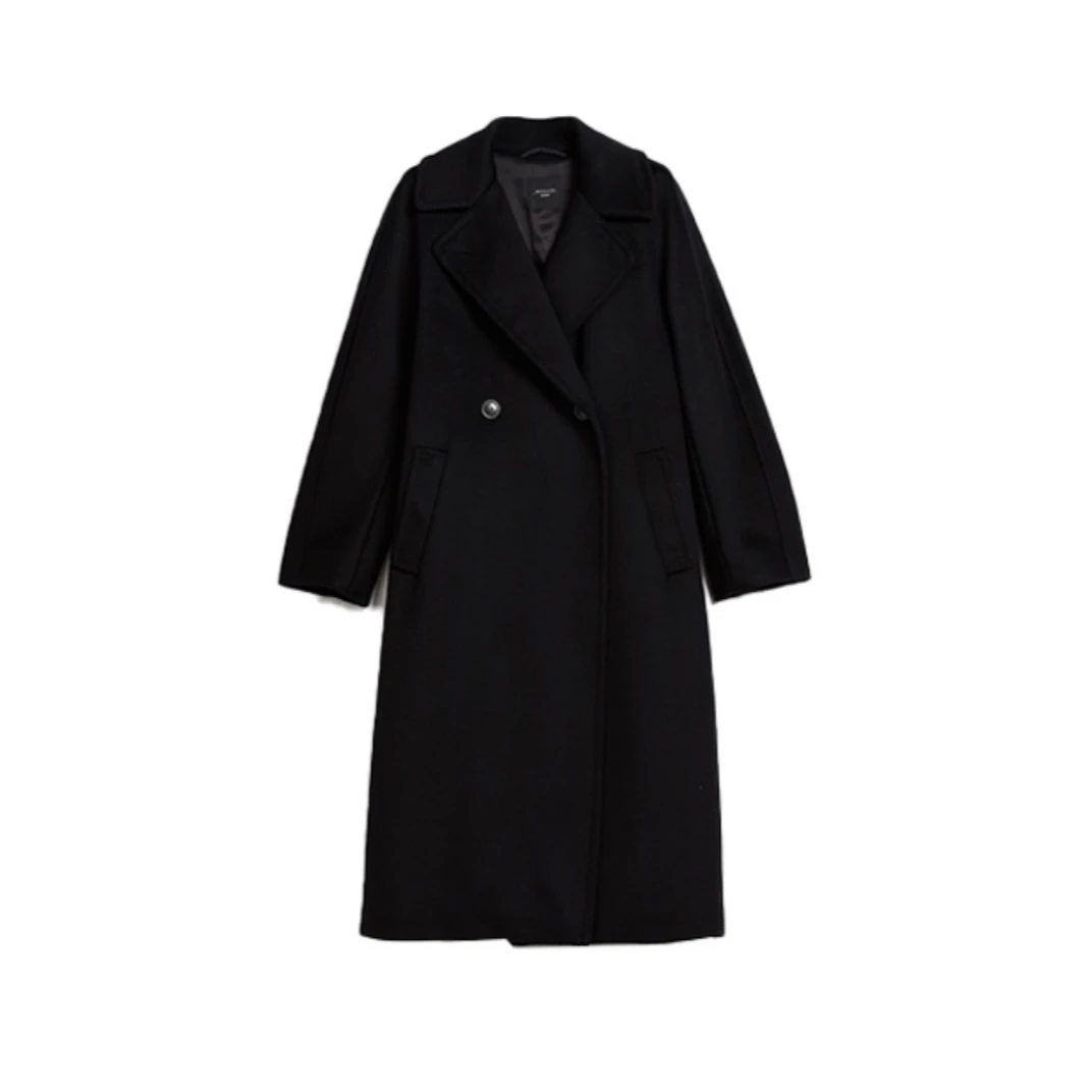 全新未使用 MaxMara 【小花念念】Resina 大衣 黑色 绵羊毛