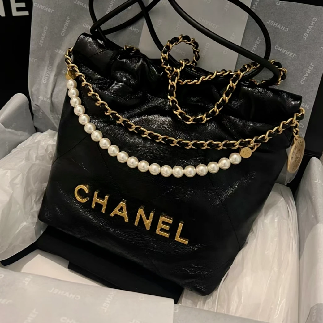 全新未使用 Chanel/香奈儿 小花6欢 22Bag 托特包 Mini 珍珠