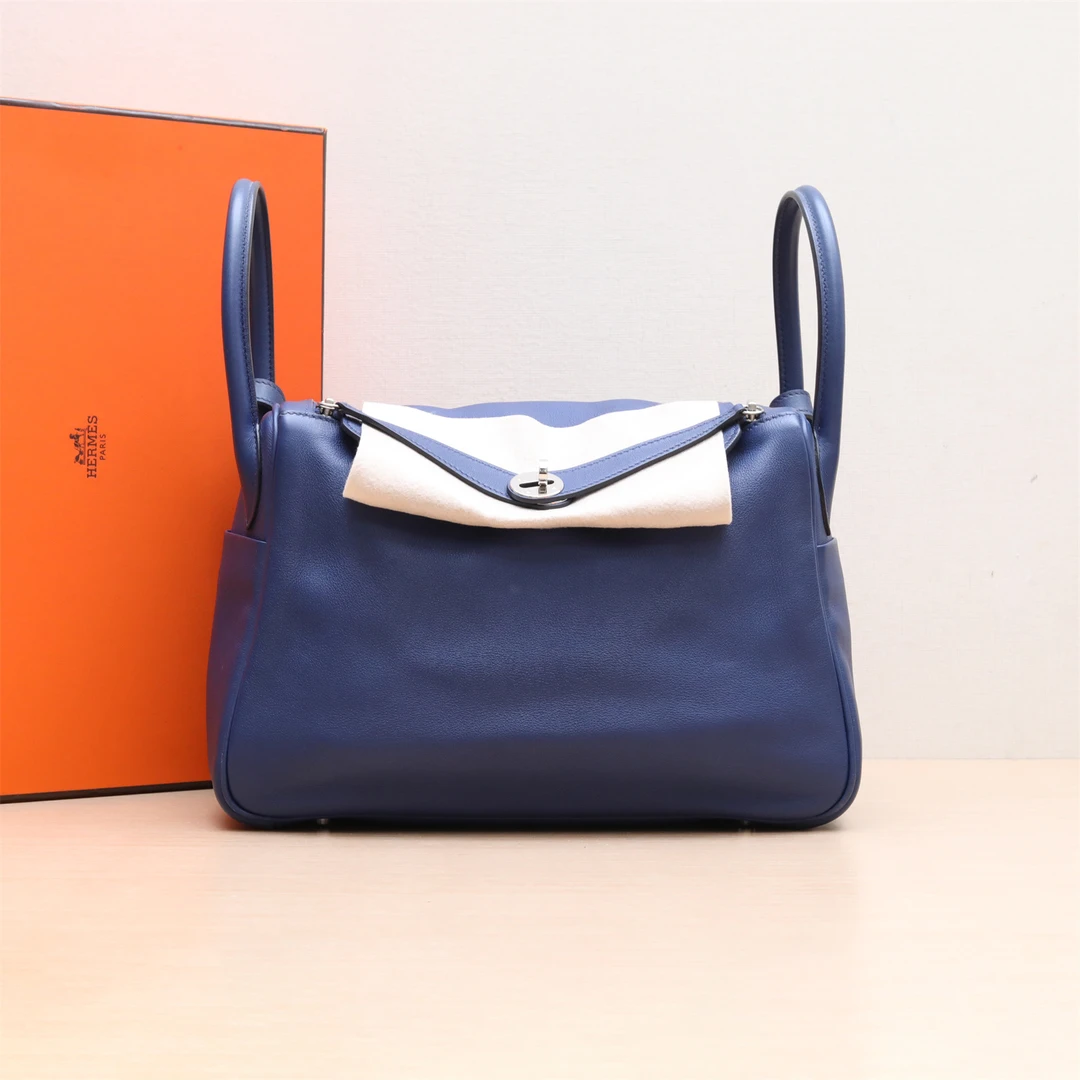 95新 Hermes/爱马仕 活动-XF【小花念念】Lindy 30 水墨蓝 T刻包