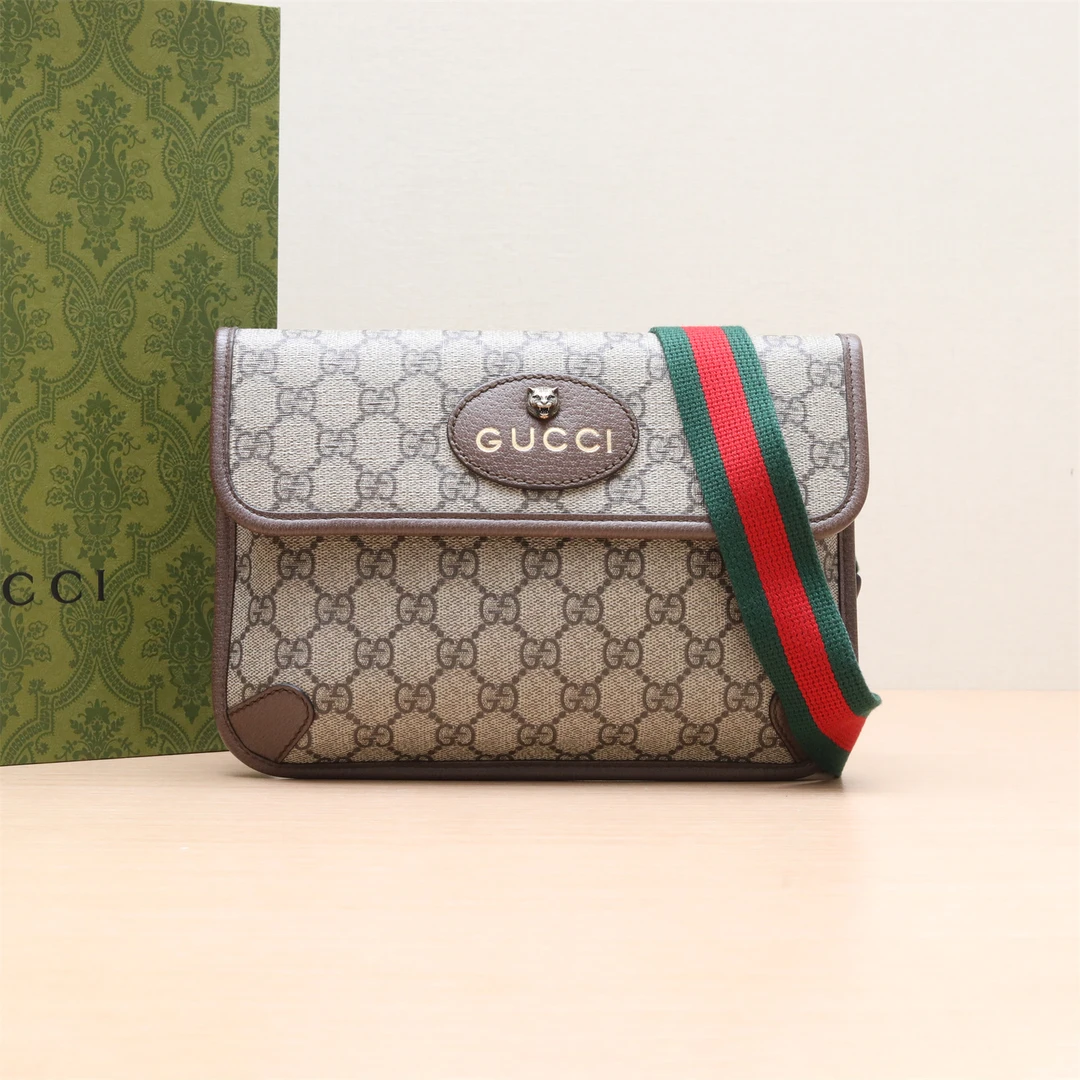 99新 GUCCI/古驰 XF【小花念念】Neo Vintage 虎头 腰包 24 乌木