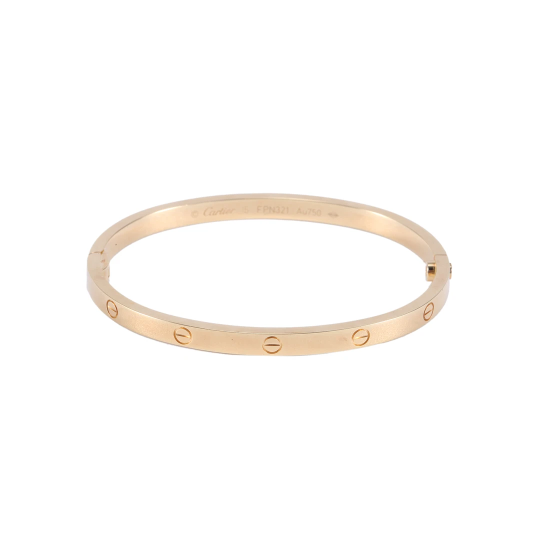 99新 Cartier/卡地亚 小花6欢 LOVE 18K金 窄版手镯 18K黄金 15号