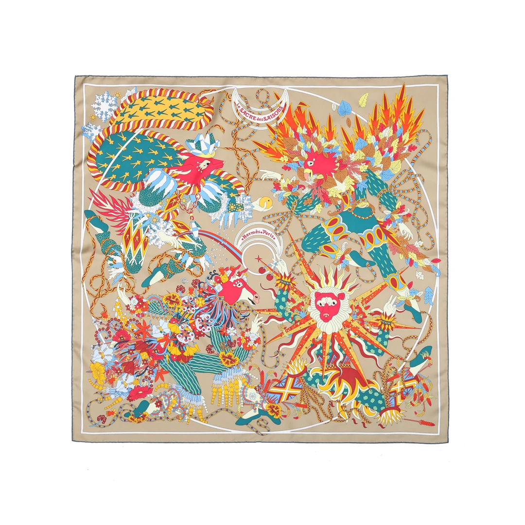 99新 Hermes/爱马仕 活动【小花念念】加冕 方巾 拼色 桑蚕丝