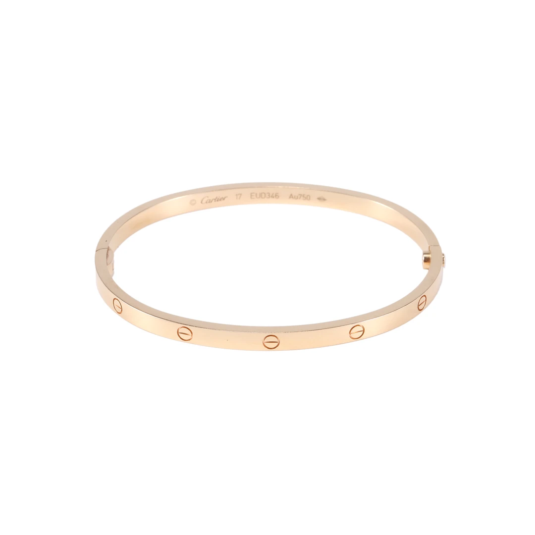 99新 Cartier/卡地亚 【小花念念】LOVE 窄版手镯 17号 玫瑰金