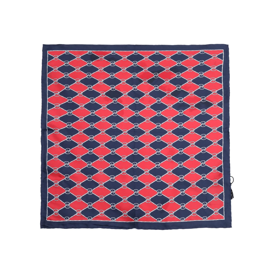 99新 GUCCI/古驰 【小花念念】GG菱形图案42×42 蓝红 小方巾